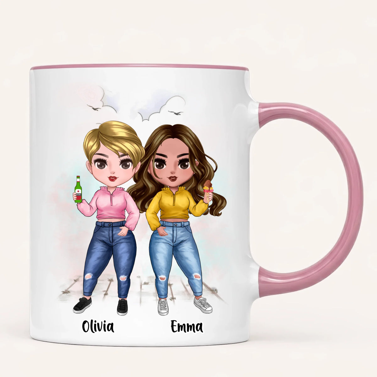 Personalised Sisters Mug | Cartoon Sisters | Up to 7