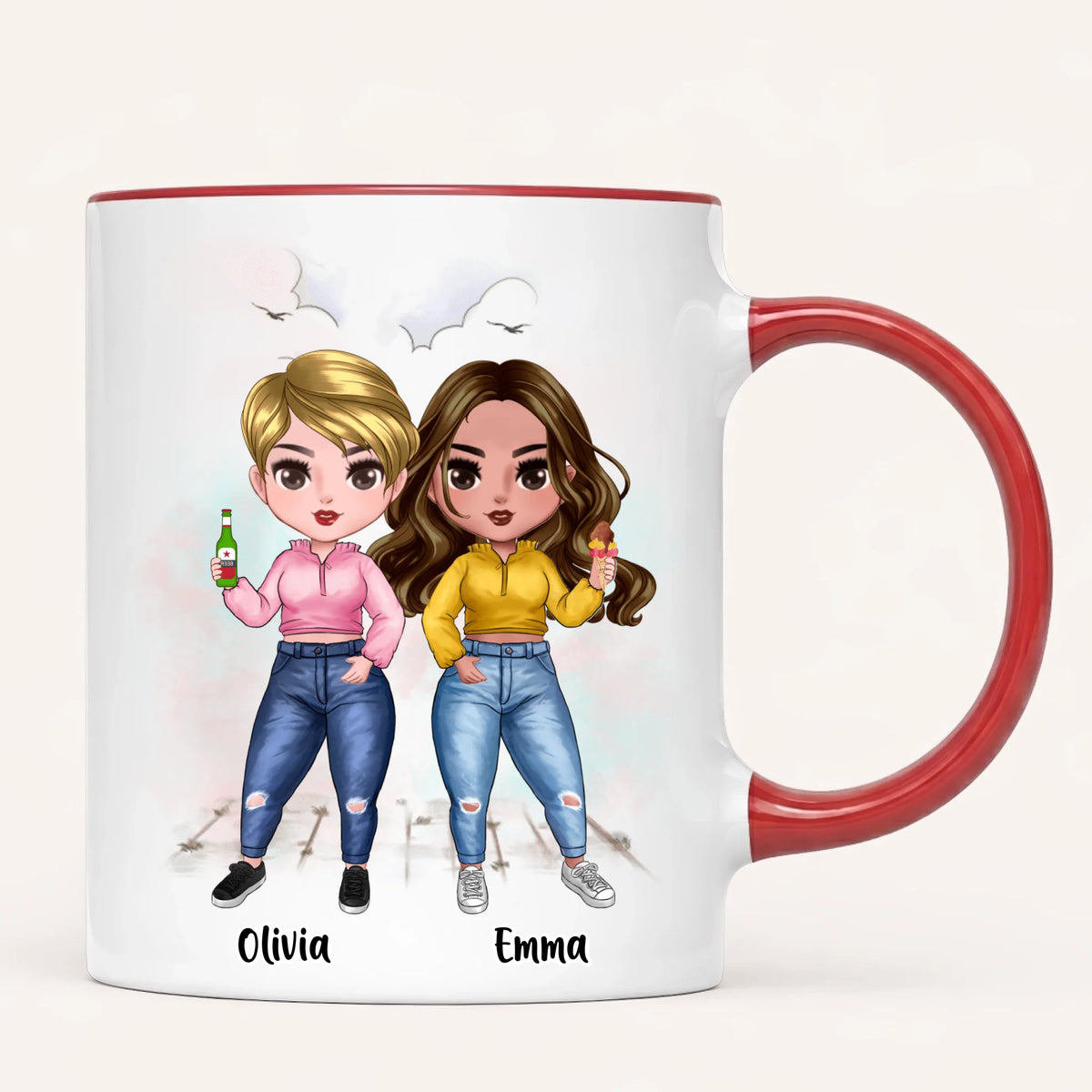 Personalised Sisters Mug | Cartoon Sisters | Up to 7