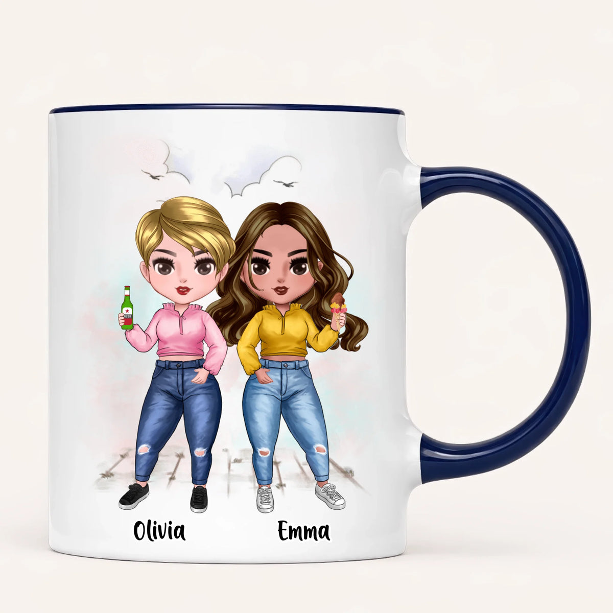 Personalised Sisters Mug | Cartoon Sisters | Up to 7