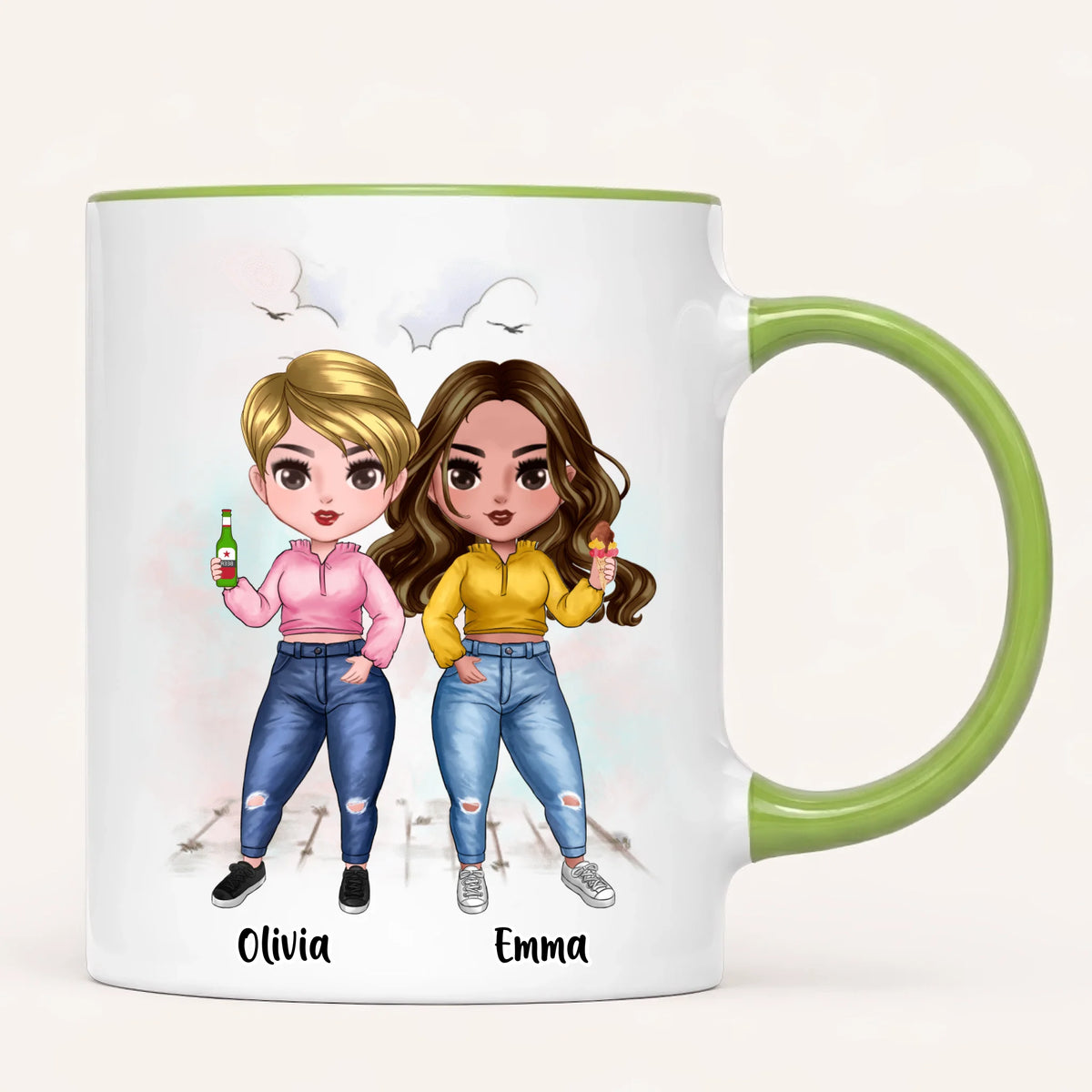 Personalised Sisters Mug | Cartoon Sisters | Up to 7