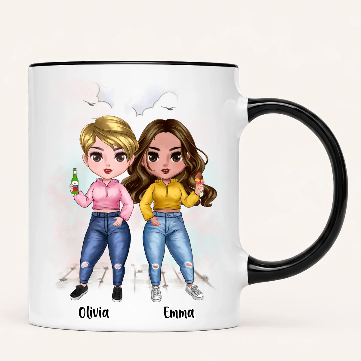 Personalised Sisters Mug | Cartoon Sisters | Up to 7