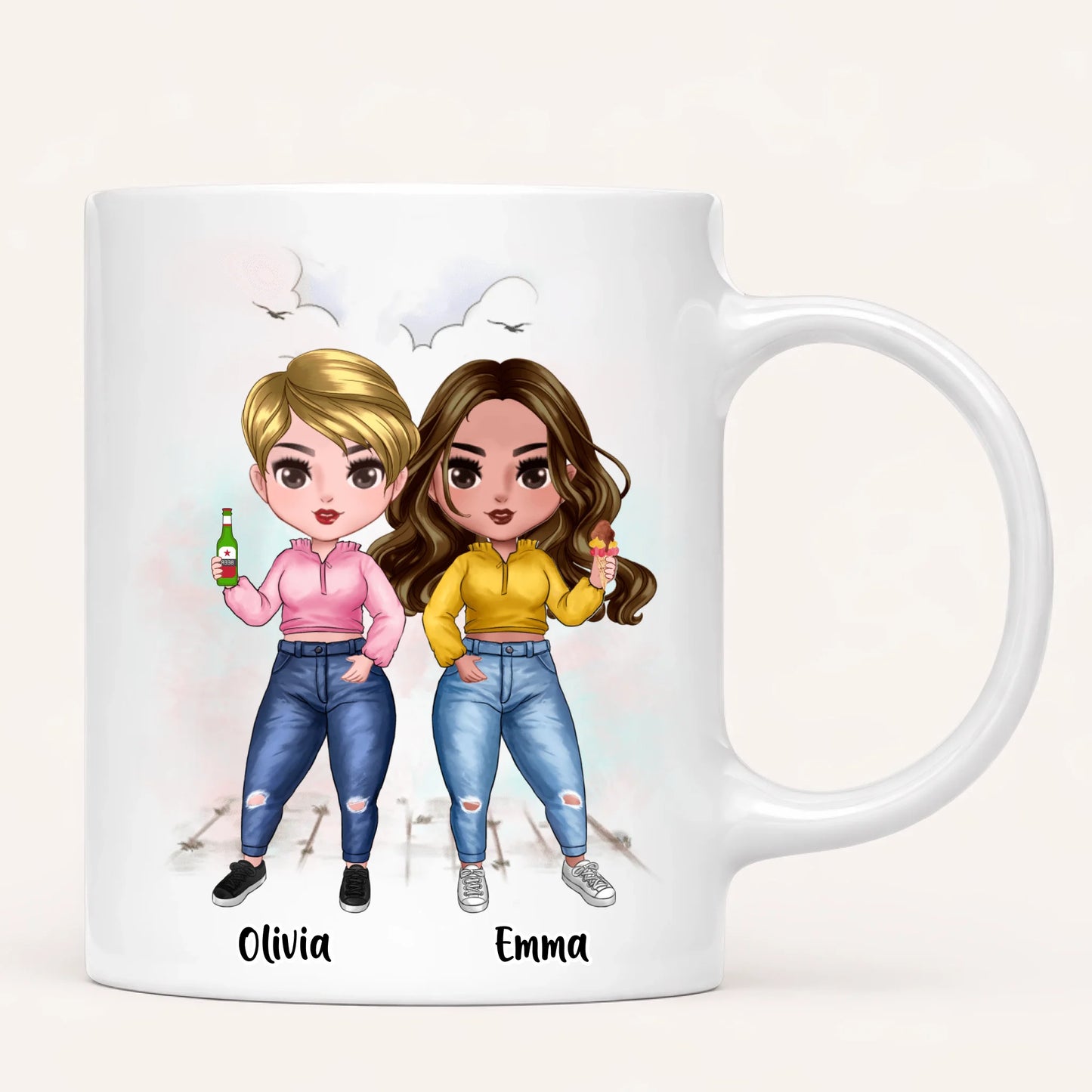 Personalised Sisters Mug | Cartoon Sisters | Up to 7