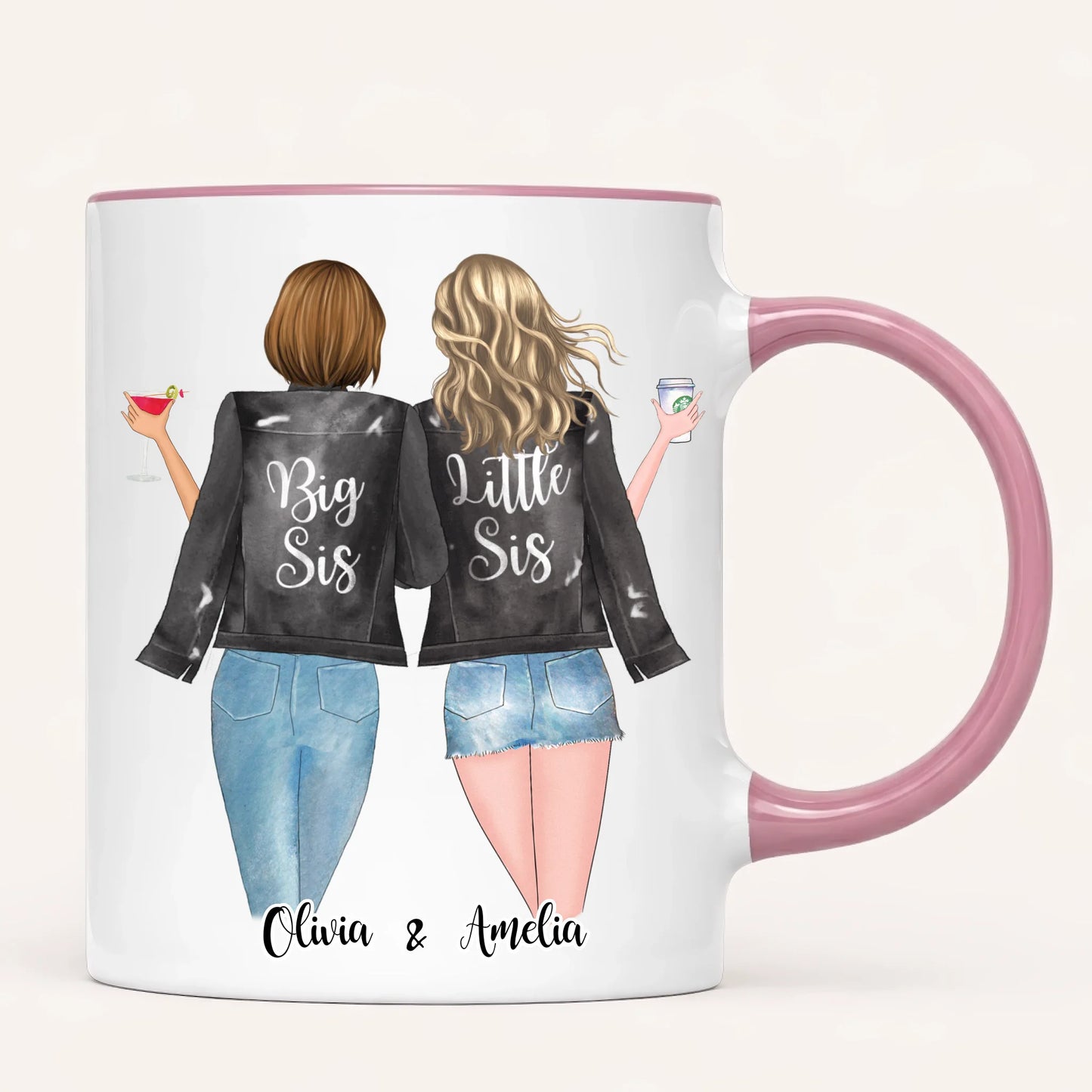 Personalised Sister Mug | Side by Side, Miles Apart