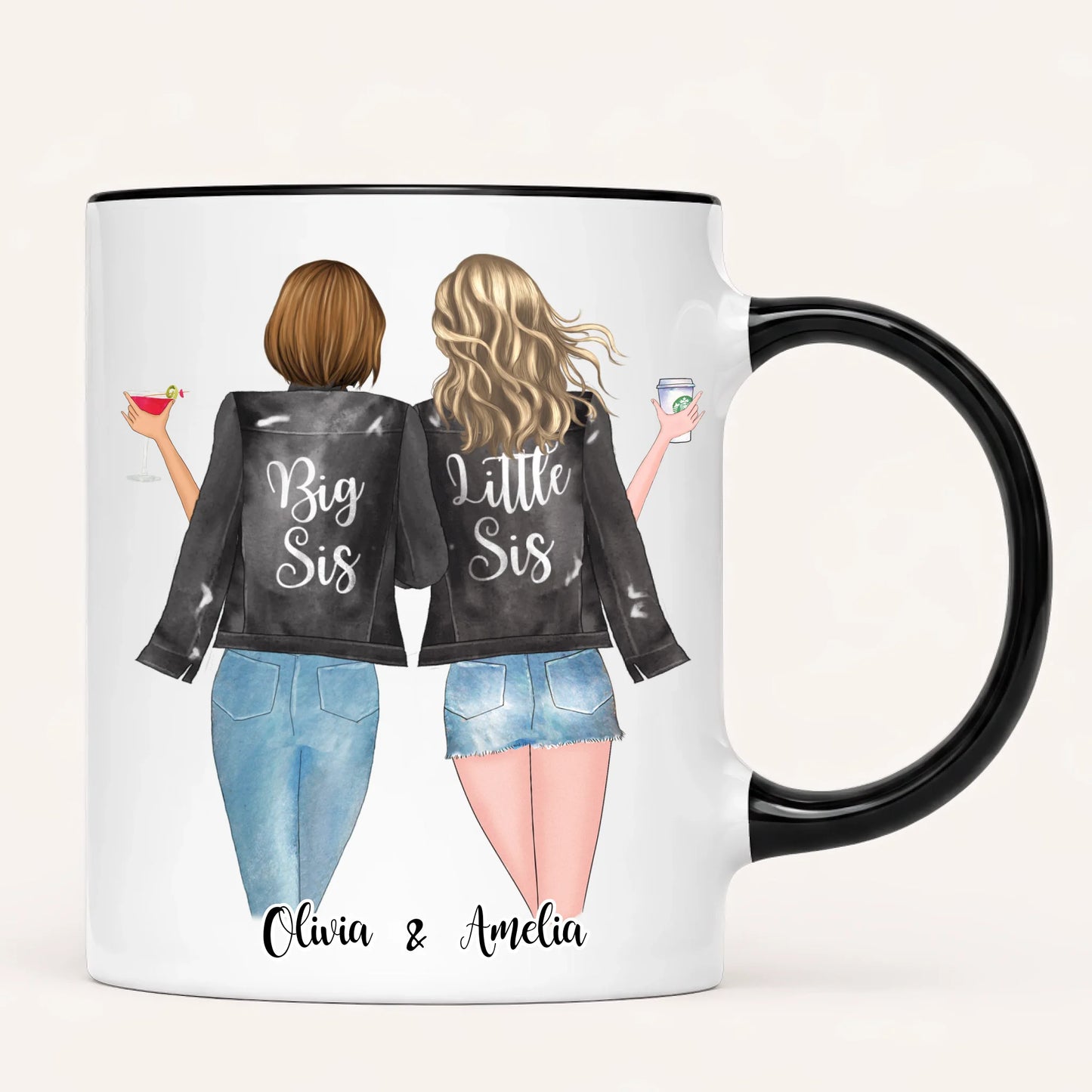 Personalised Sister Mug | Side by Side, Miles Apart
