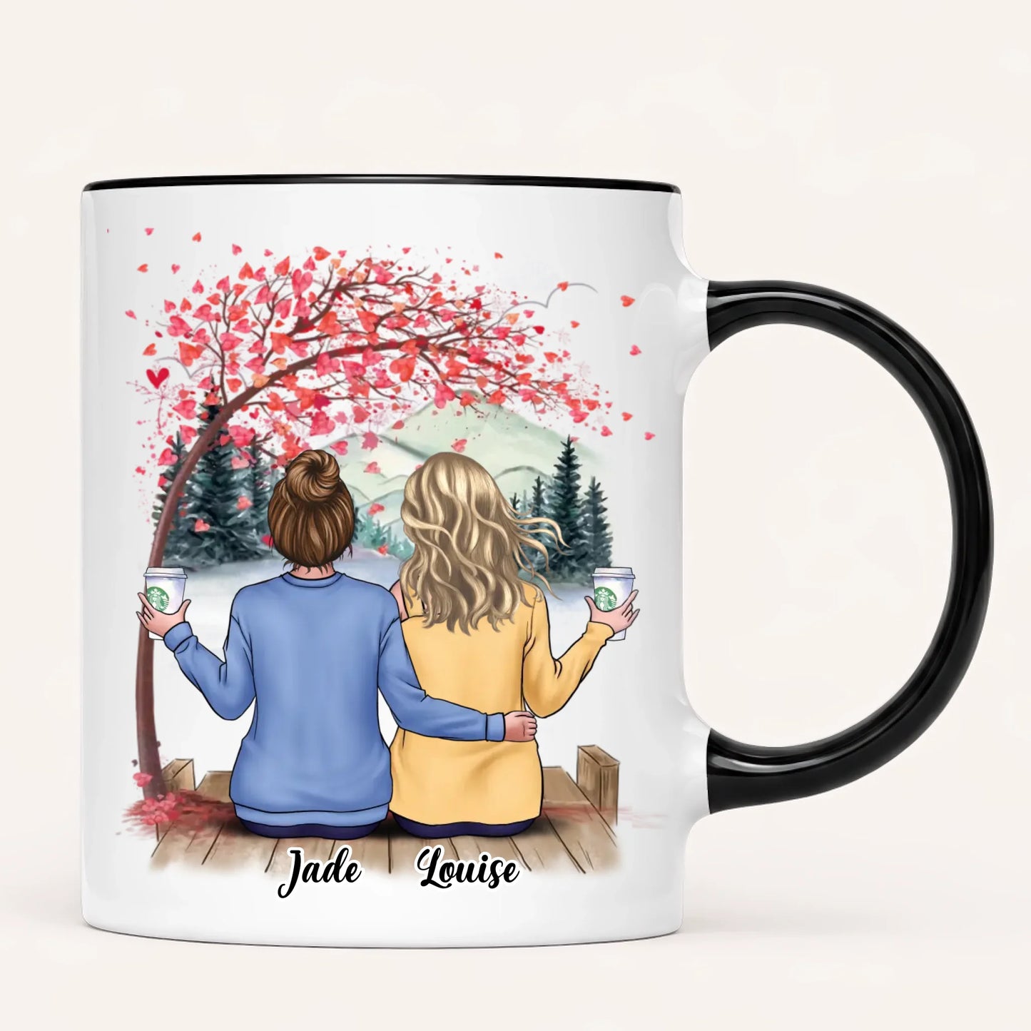 Personalised Sisters Mug | Hearts Made Us Friends | Up to 6