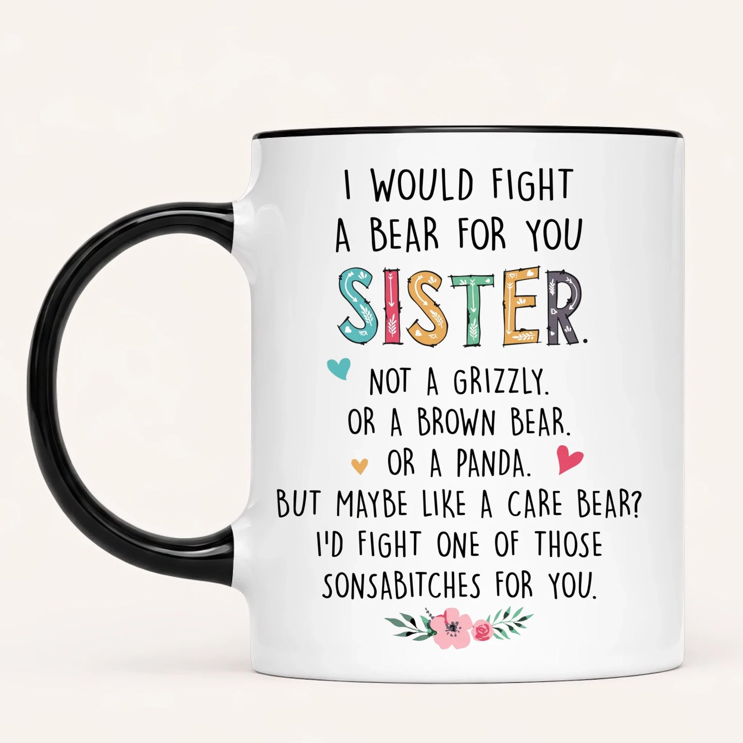 Personalised Sisters Mug | Hearts Made Us Friends | Up to 6