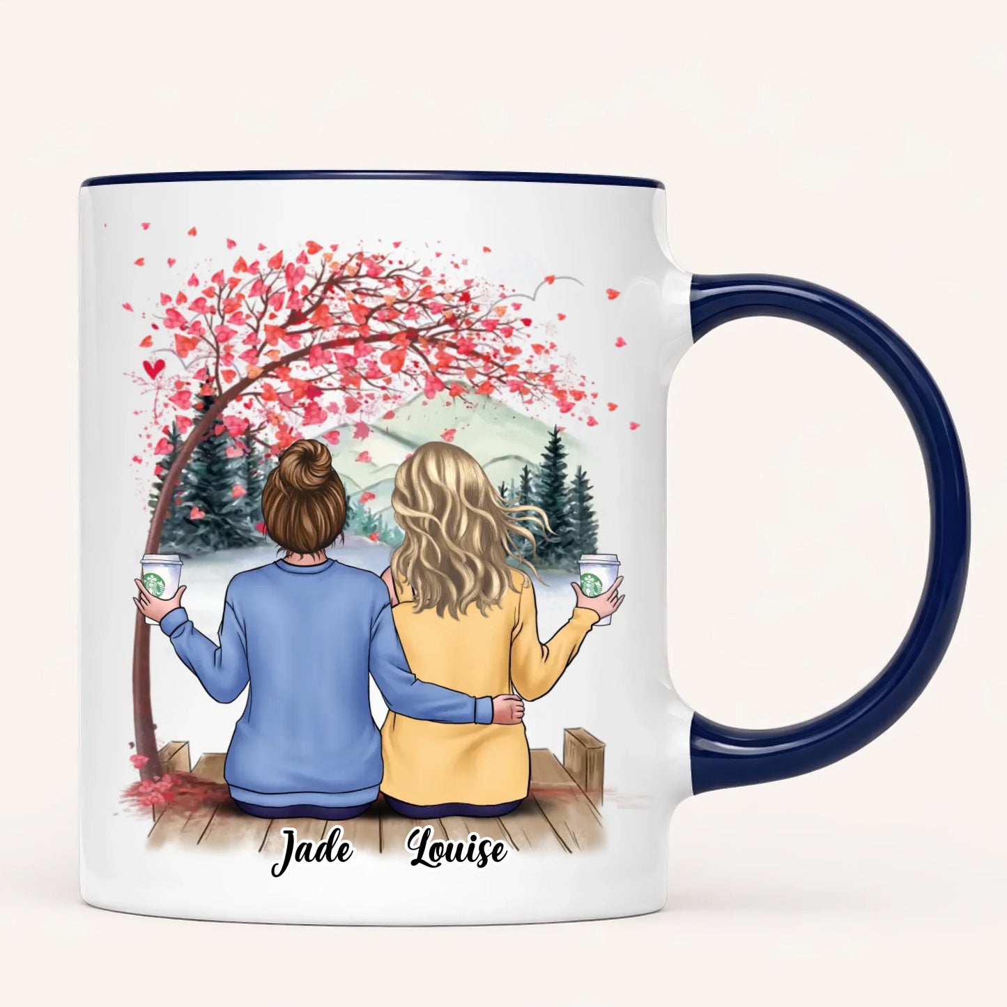 Personalised Sisters Mug | Hearts Made Us Friends | Up to 6