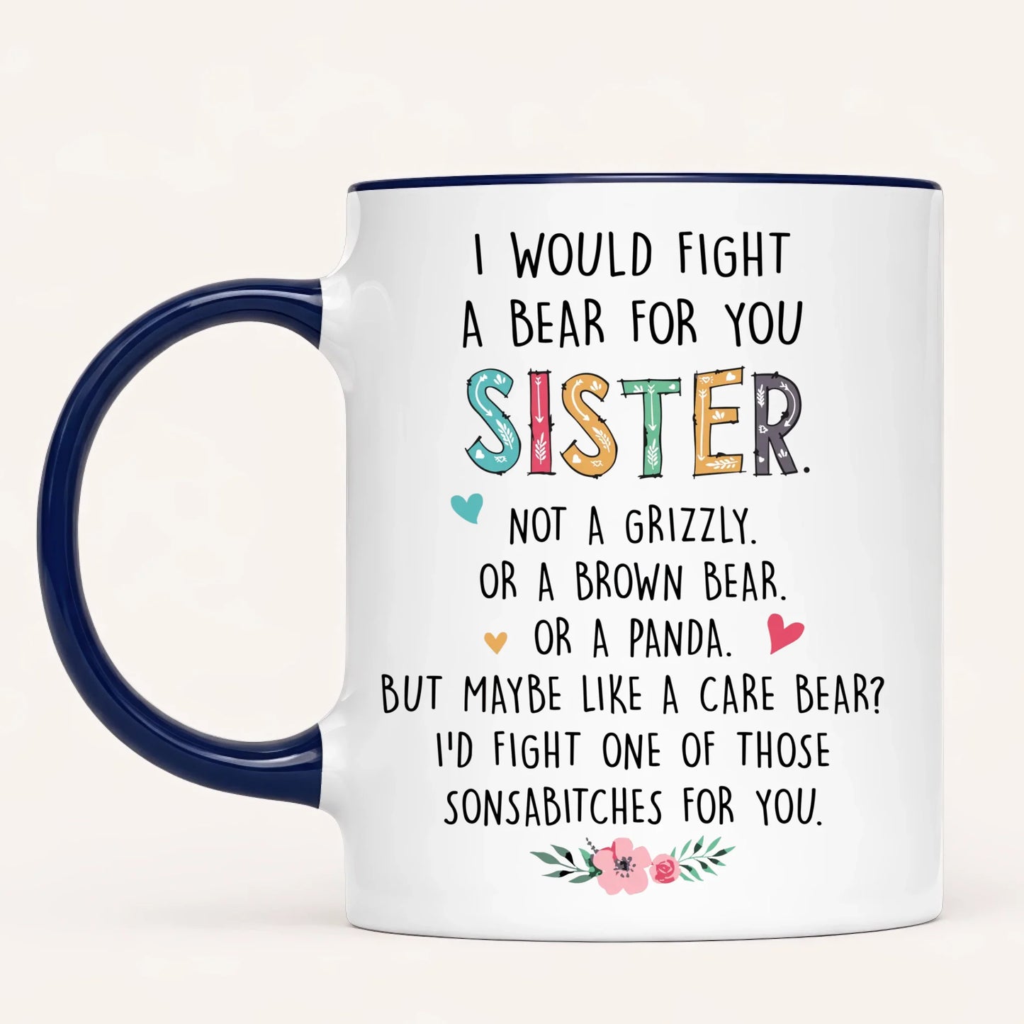 Personalised Sisters Mug | Hearts Made Us Friends | Up to 6