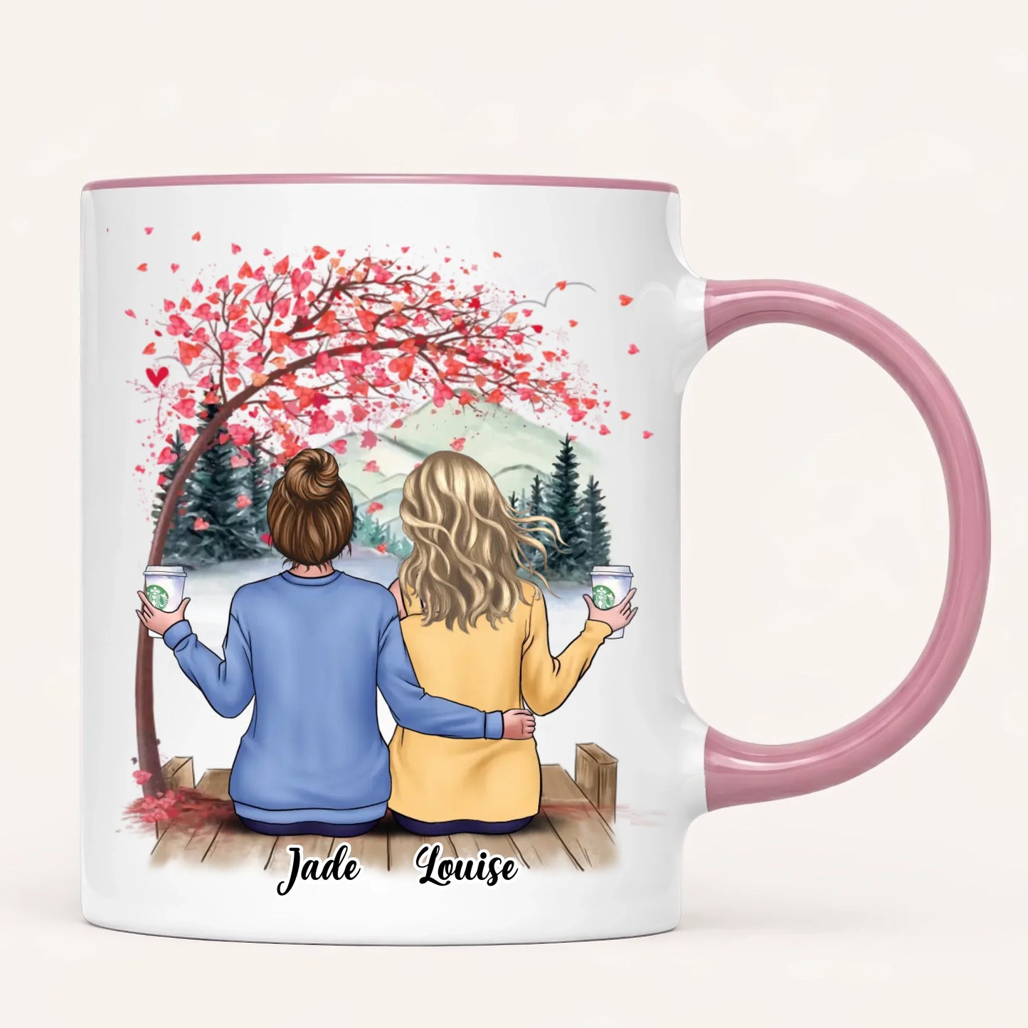 Personalised Sisters Mug | Hearts Made Us Friends | Up to 6