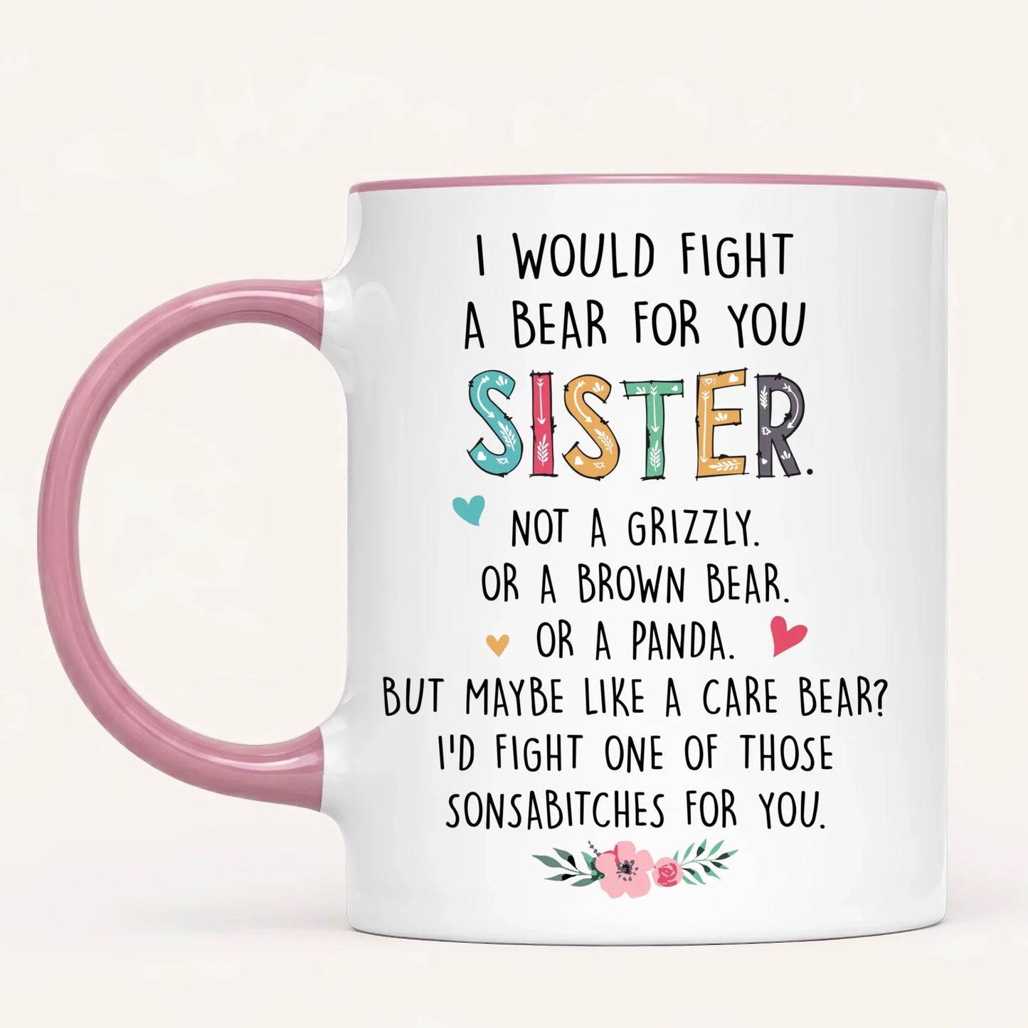 Personalised Sisters Mug | Hearts Made Us Friends | Up to 6