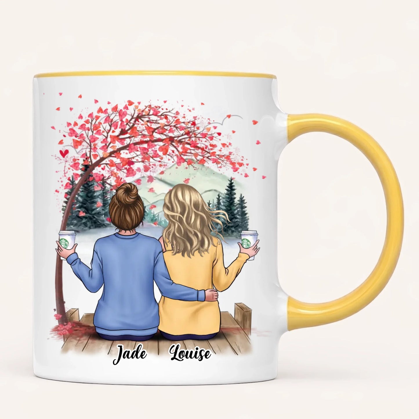 Personalised Sisters Mug | Hearts Made Us Friends | Up to 6