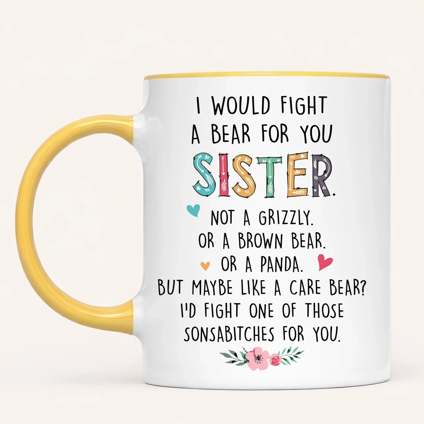 Personalised Sisters Mug | Hearts Made Us Friends | Up to 6