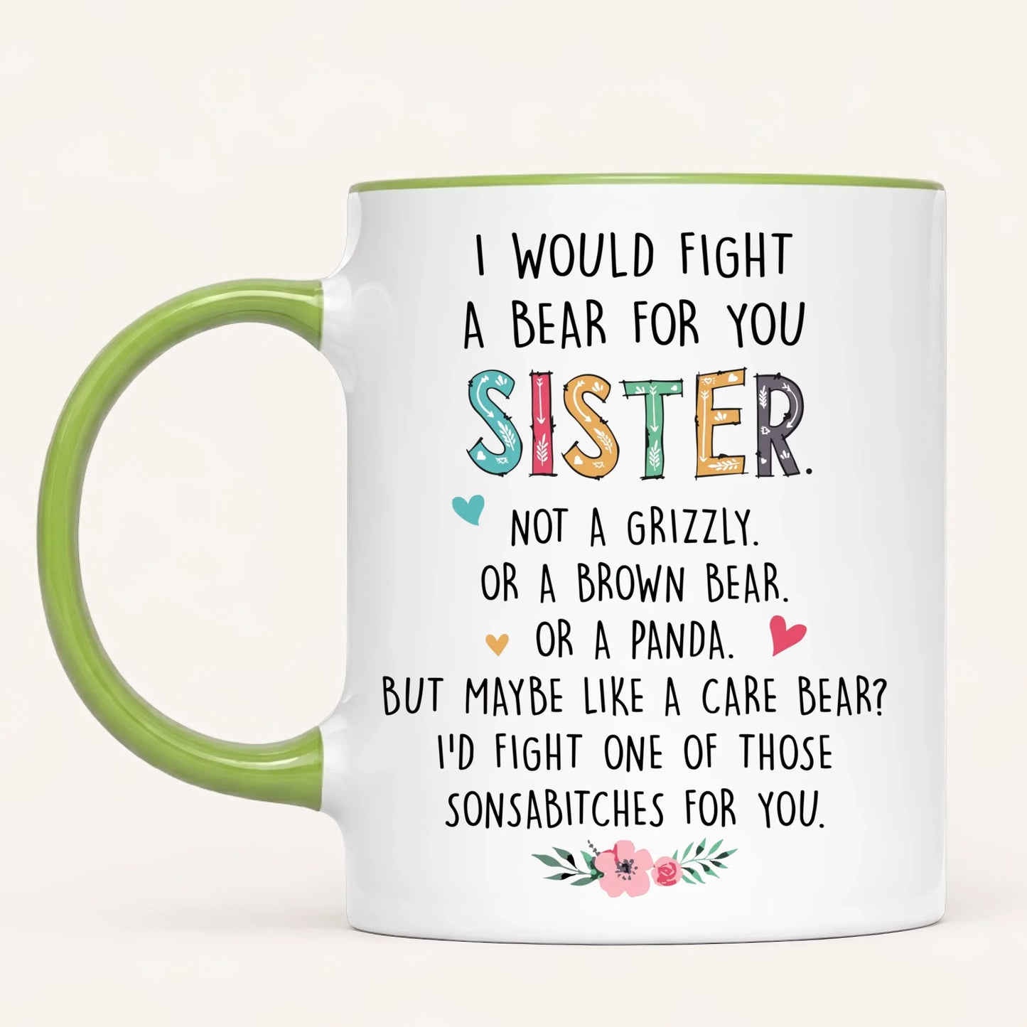 Personalised Sisters Mug | Hearts Made Us Friends | Up to 6