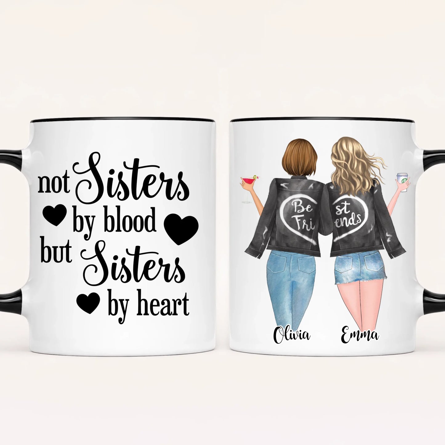 Personalised Best Friends Mug | Sisters by Heart | Up to 4