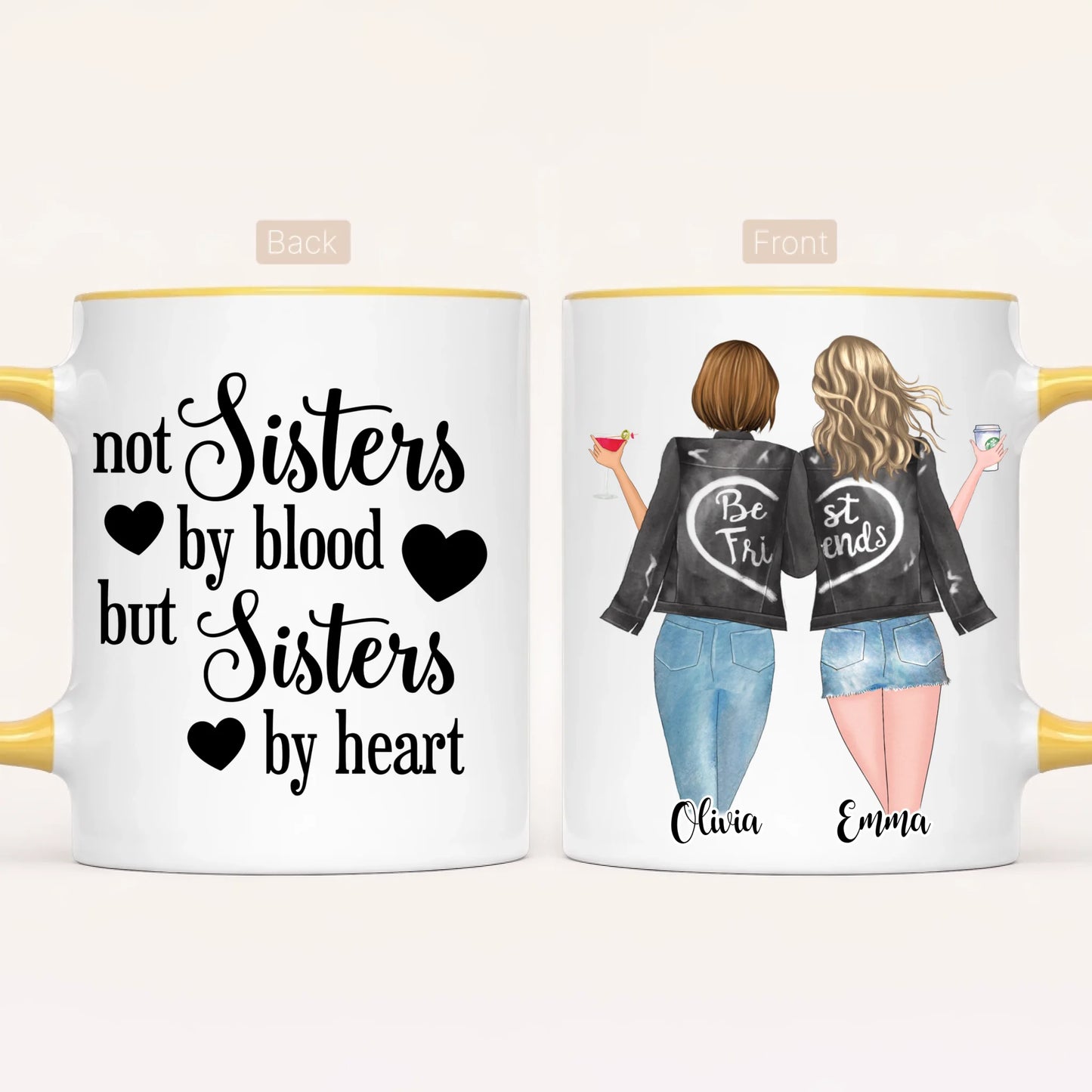 Personalised Best Friends Mug | Sisters by Heart | Up to 4