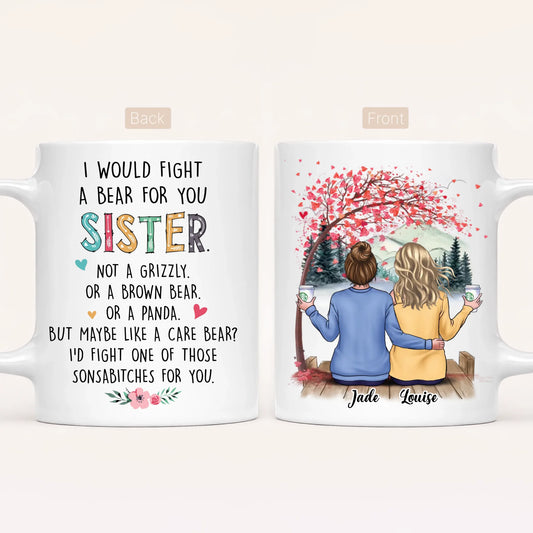 Personalised Sisters Mug | Hearts Made Us Friends | Up to 6