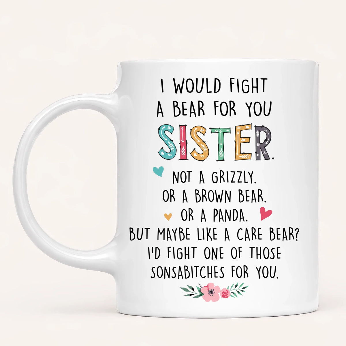Personalised Sisters Mug | Hearts Made Us Friends | Up to 6
