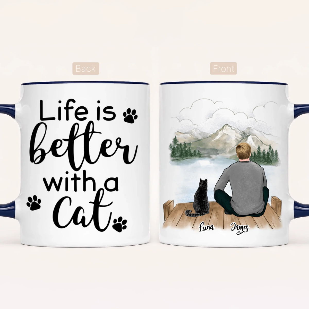 Personalised Cat Dad Mug | Up to 3