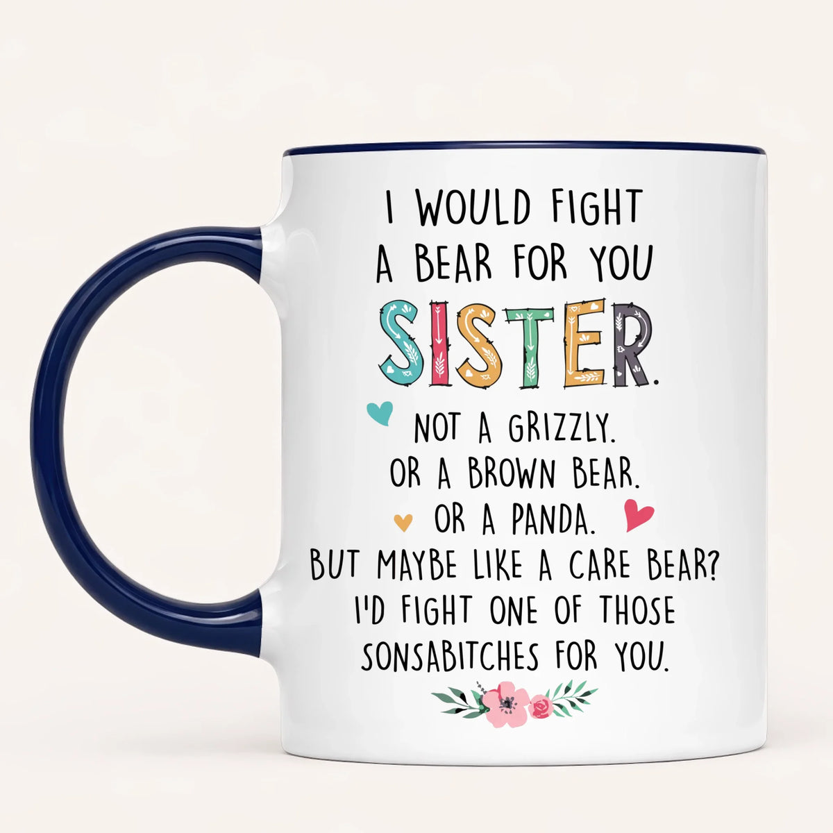 Personalised Sisters Mug | Hearts Made Us Friends | Up to 6