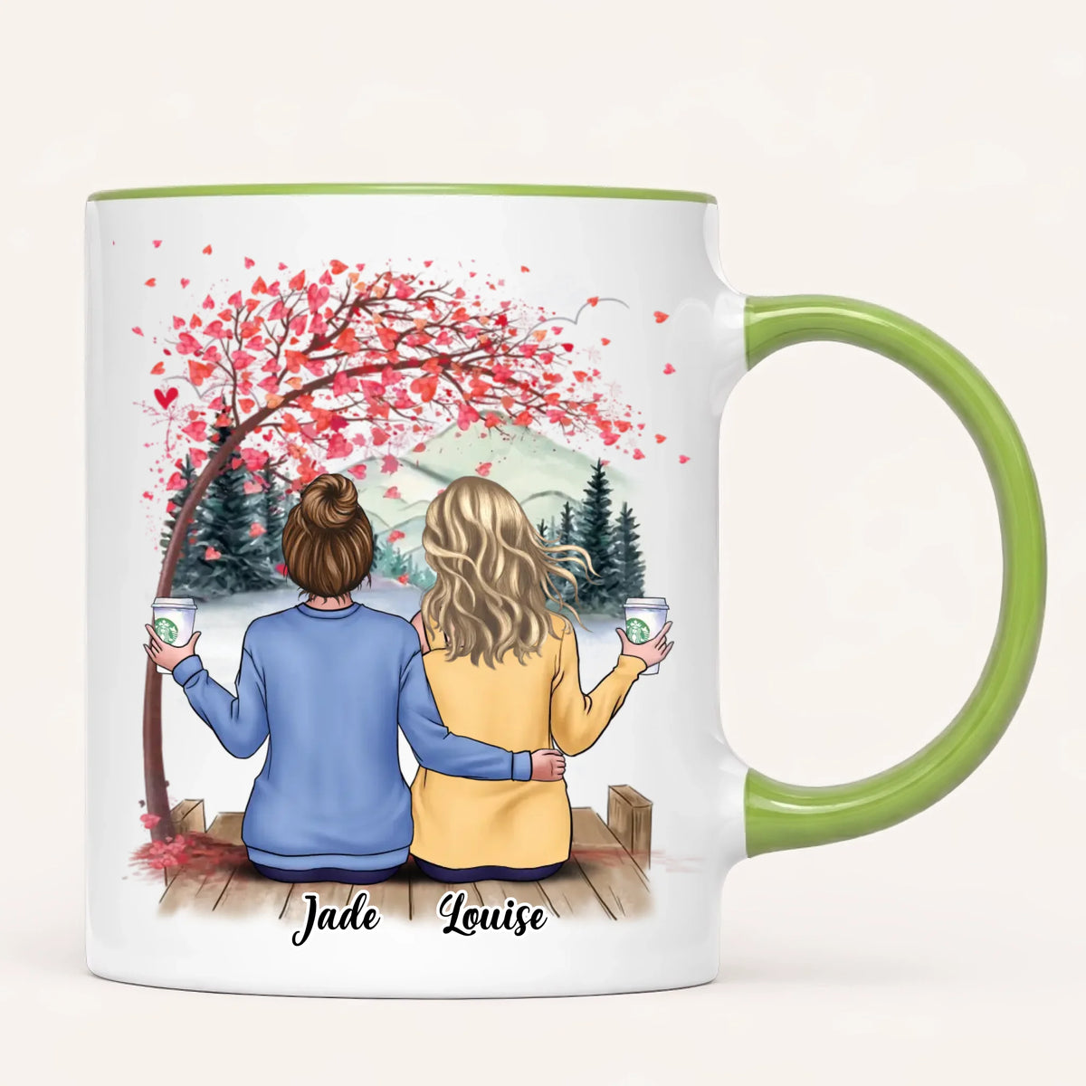 Personalised Sisters Mug | Hearts Made Us Friends | Up to 6