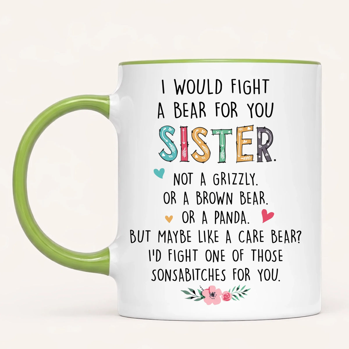 Personalised Sisters Mug | Hearts Made Us Friends | Up to 6