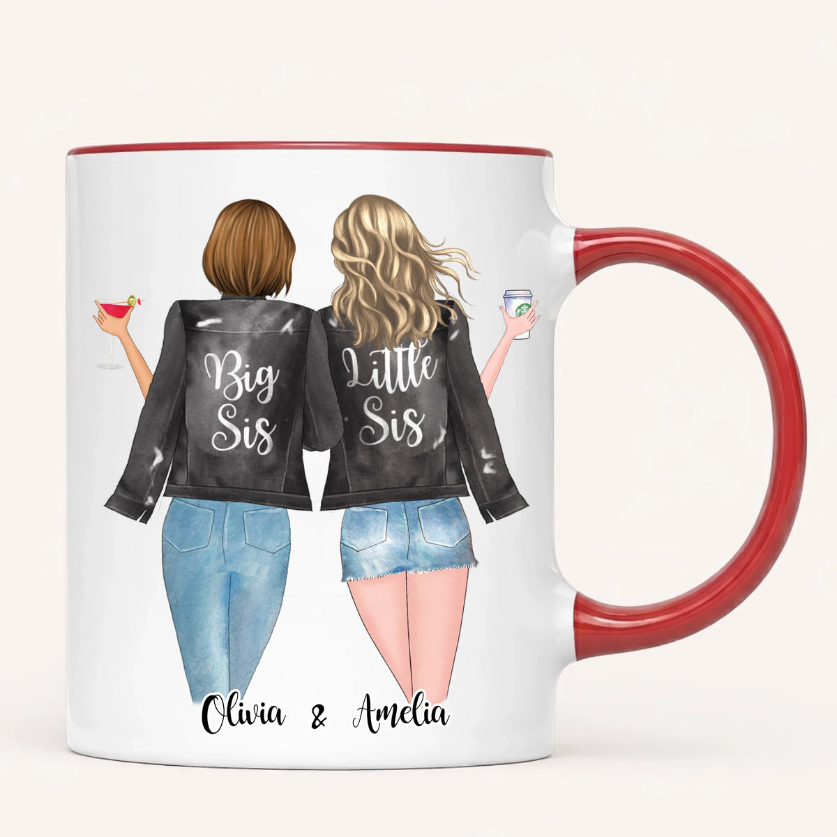 Personalised Sister Mug | Side by Side, Miles Apart