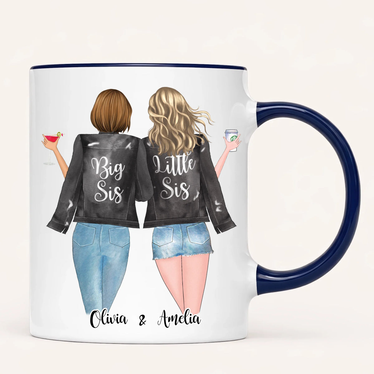 Personalised Sister Mug | Side by Side, Miles Apart