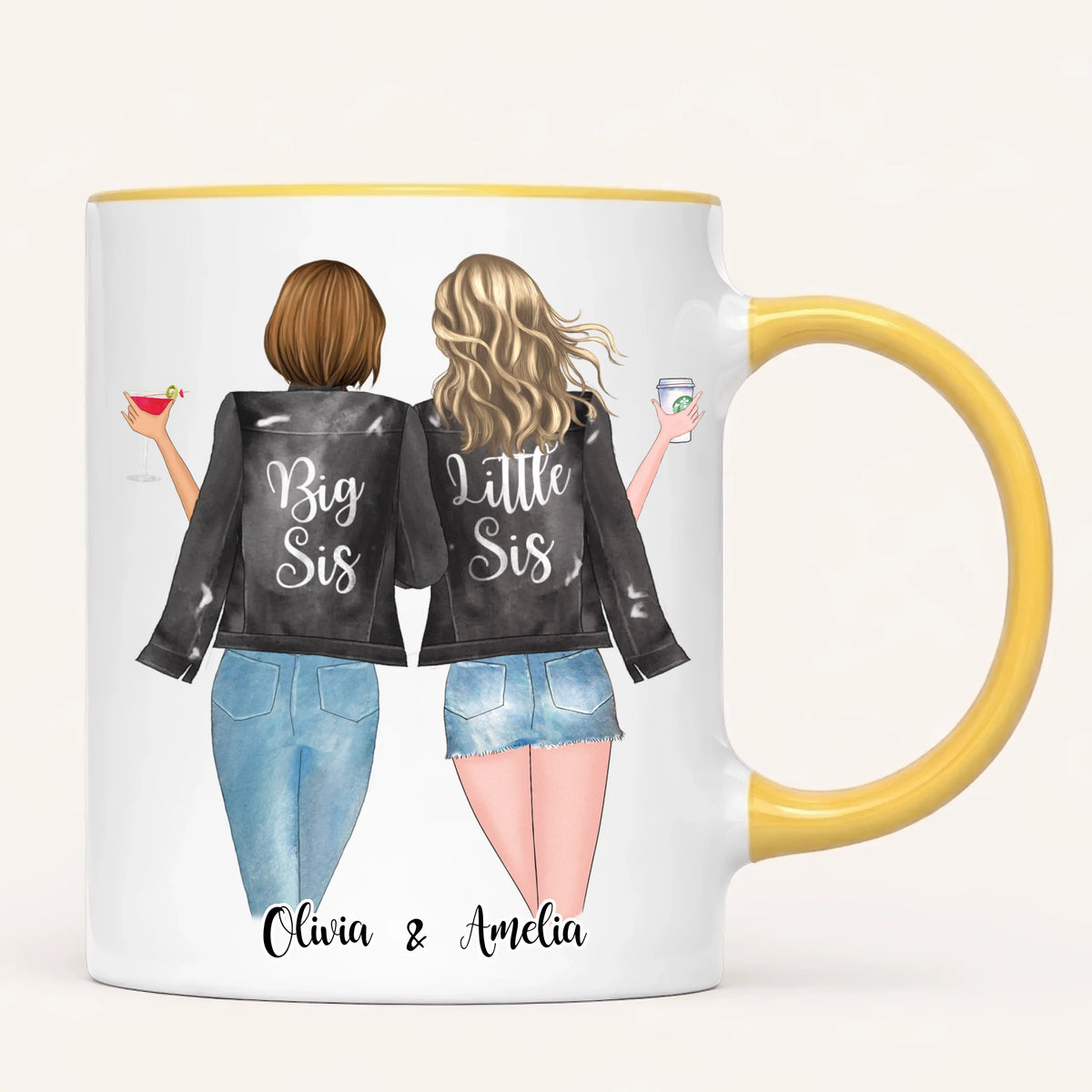Personalised Sister Mug | Side by Side, Miles Apart