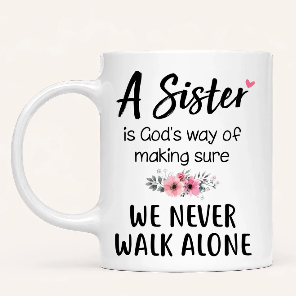 Personalised Sisters Mug | Hearts Made Us Friends | Up to 6