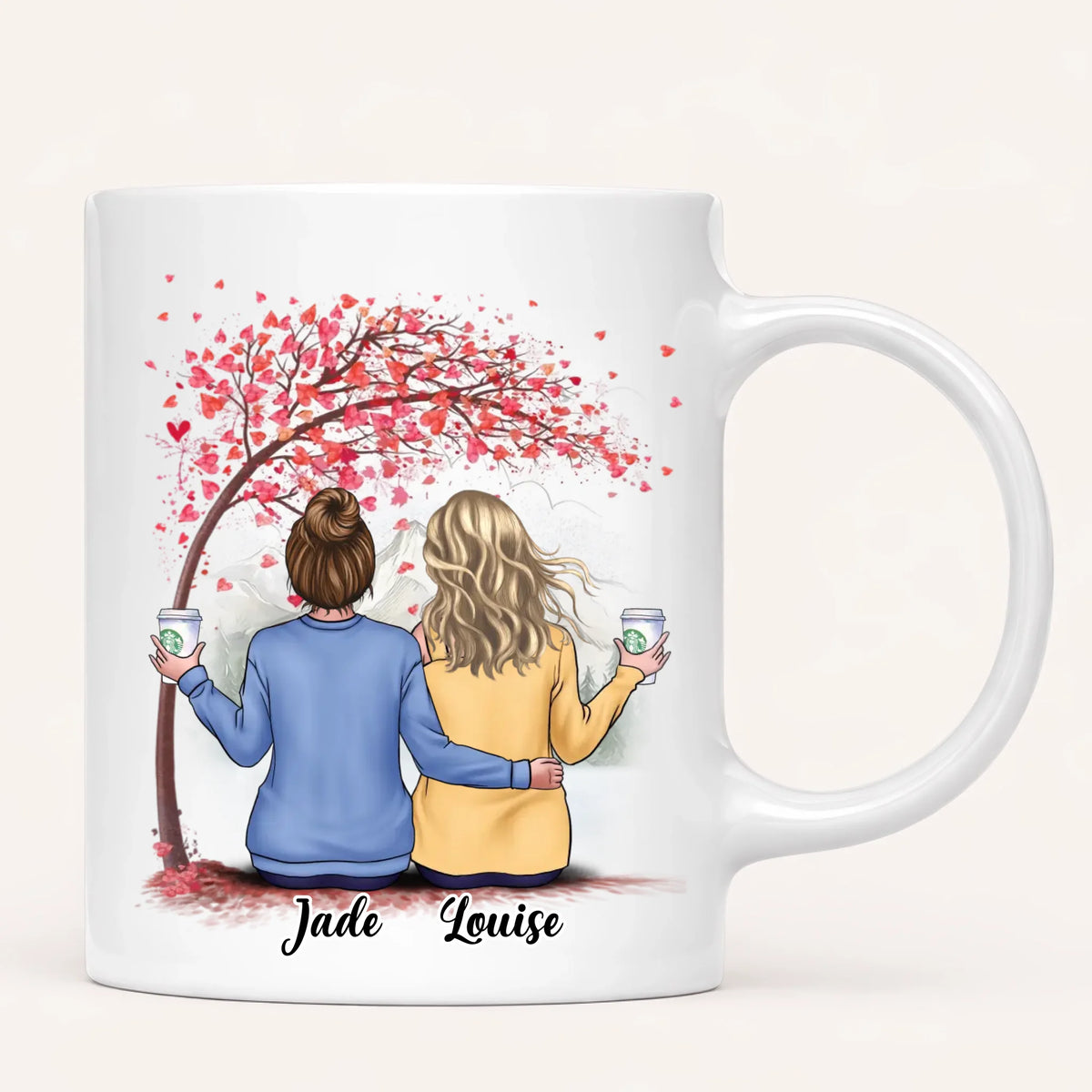 Personalised Sisters Mug | Hearts Made Us Friends | Up to 6